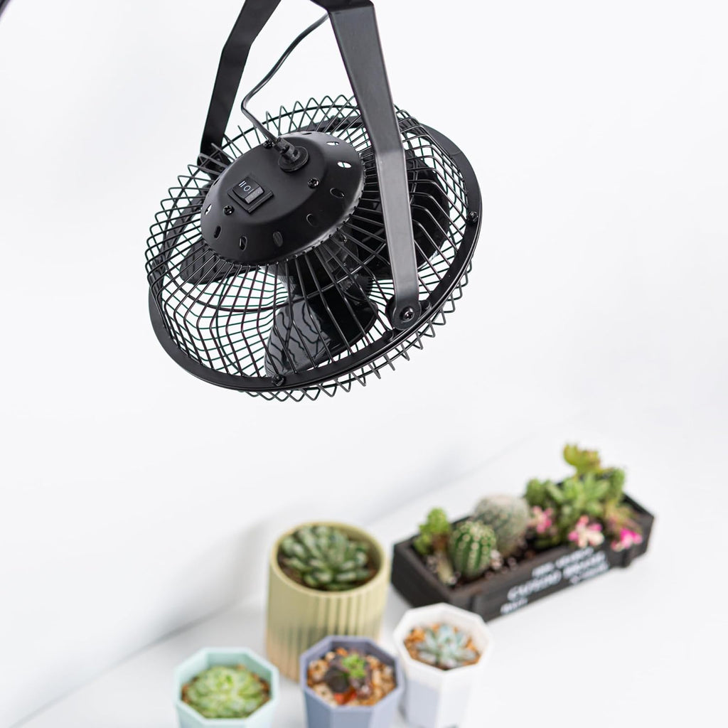 Kiven H-Type Track Ceiling Fan Easy To Install Adjustable Angle Black Metal Fan Vintage Design For Home Office Cooling Plants Shelf