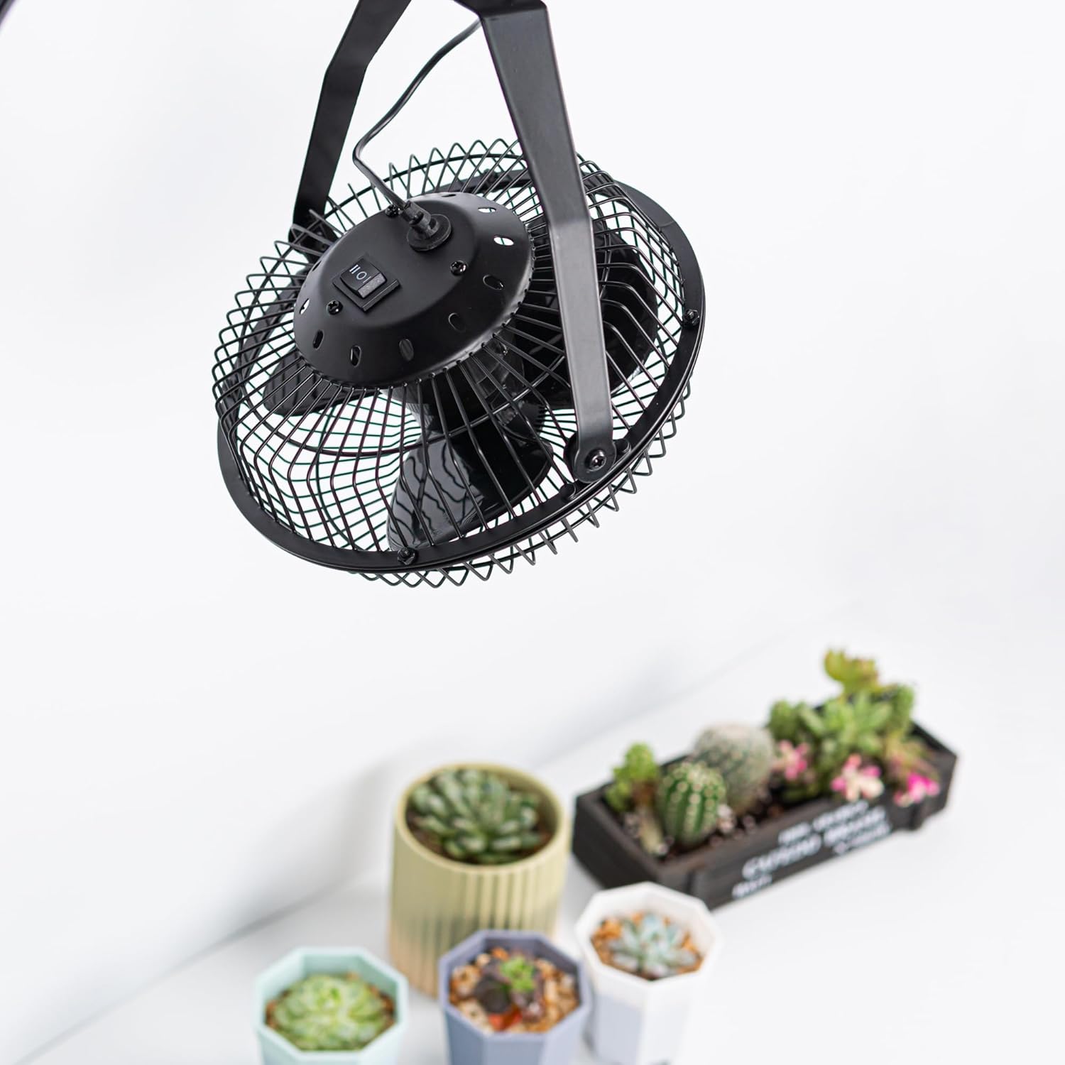 Kiven H-Type Track Ceiling Fan Easy To Install Adjustable Angle Black Metal Fan Vintage Design For Home Office Cooling Plants Shelf