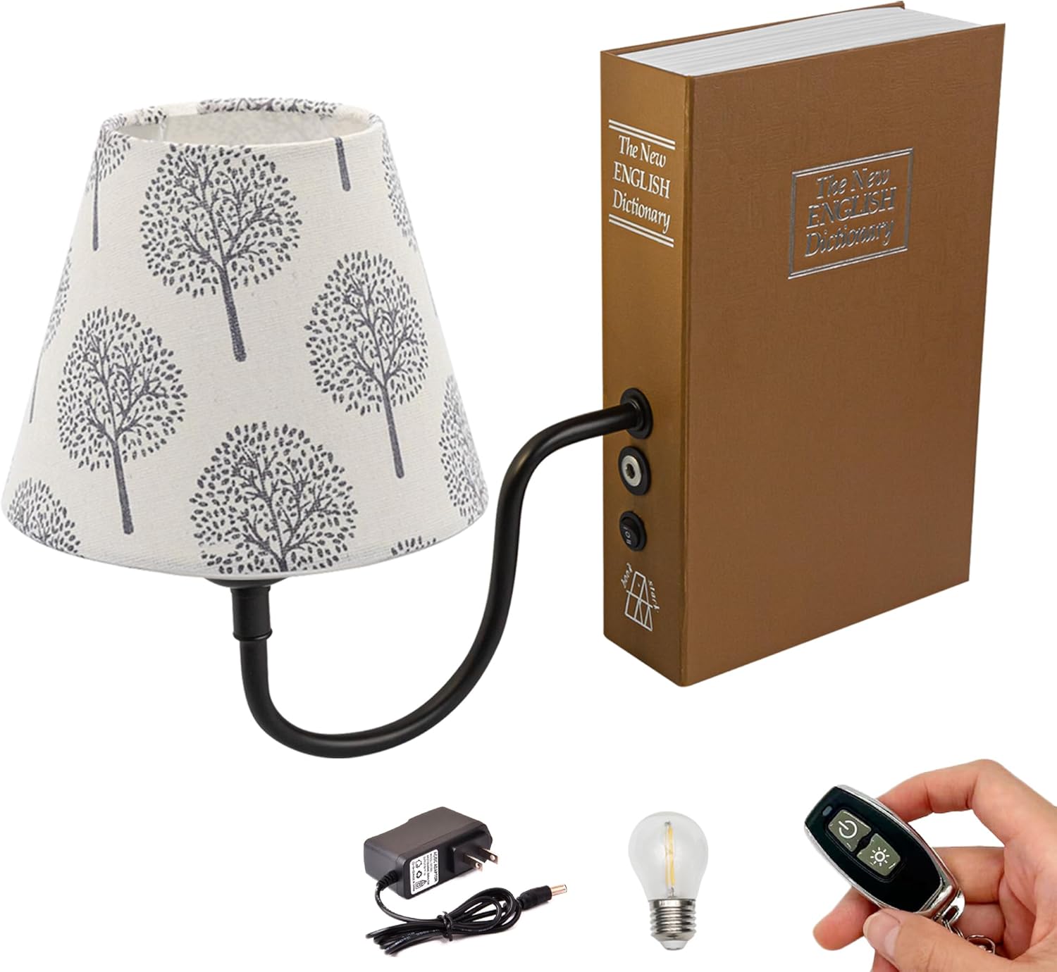 Kiven Cordless Table Lamp, Set of 2 Rechargeable Bookshelf Lamp with Gray Fabric Lampshade, Farmhouse Decorative Bookend, Cordless Lamp for Office Home Decor Bedside Bookshelf