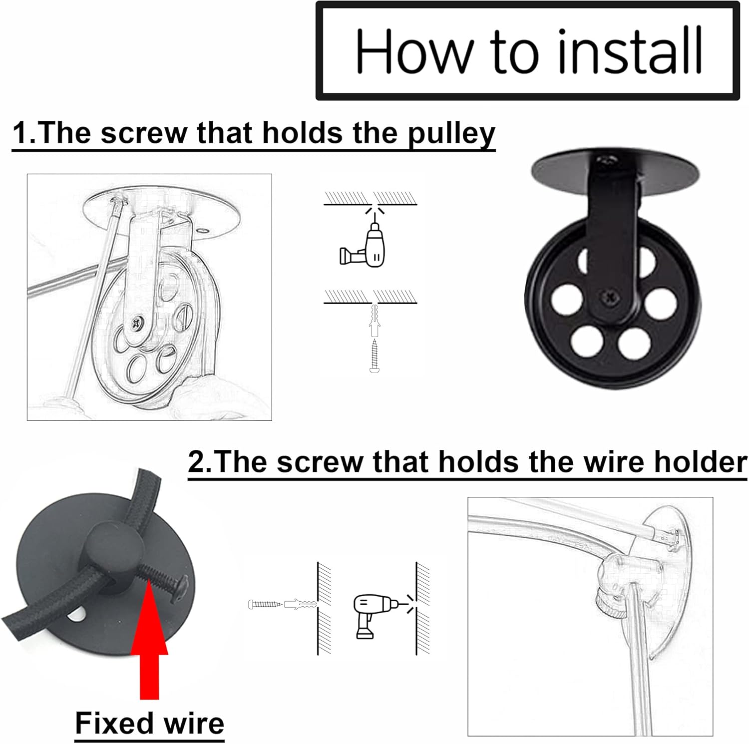 Industrial Pulley Pendant Lamp Installation Guide: Installing the pulley and wire holder for a Kiven Lighting pendant light.
