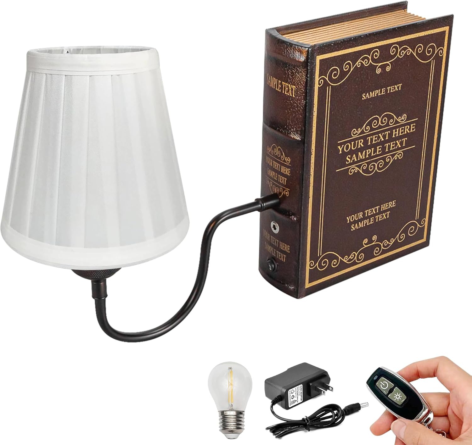 Kiven Cordless Bookshelf Lamp, Set of 2 Rechargeable Bookcase Lighting with Pink Fabric Lampshade, Farmhouse Decorative Bookend, Cordless Table Lamp for Bedside Bookshelf Home Decor