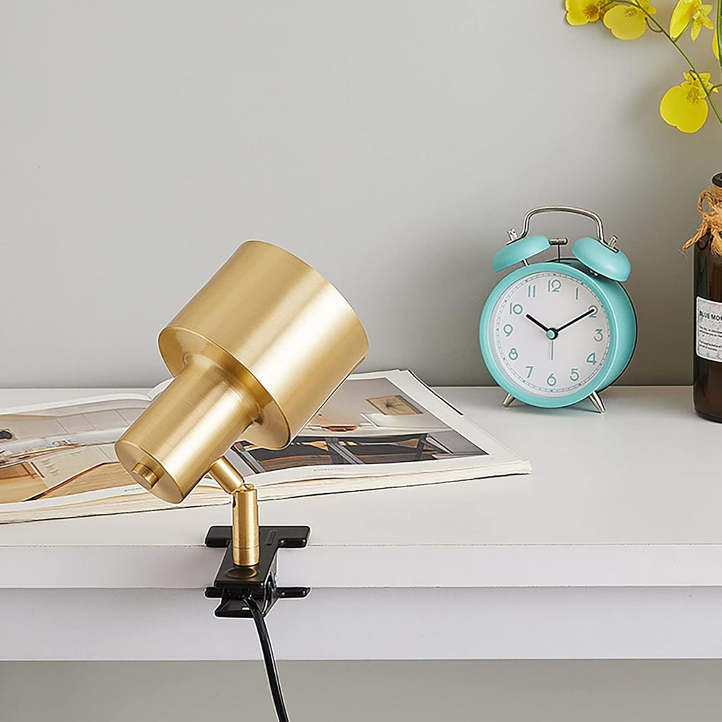 Kiven Adjustable Wall Sconces with Plug-in Dimmer & Timer Cord E26 Socket Dimmable Clip Bedside Reading Light Copper Shade Industrial Wall lamp Fixture Table lamp for Bedroom No Drilling