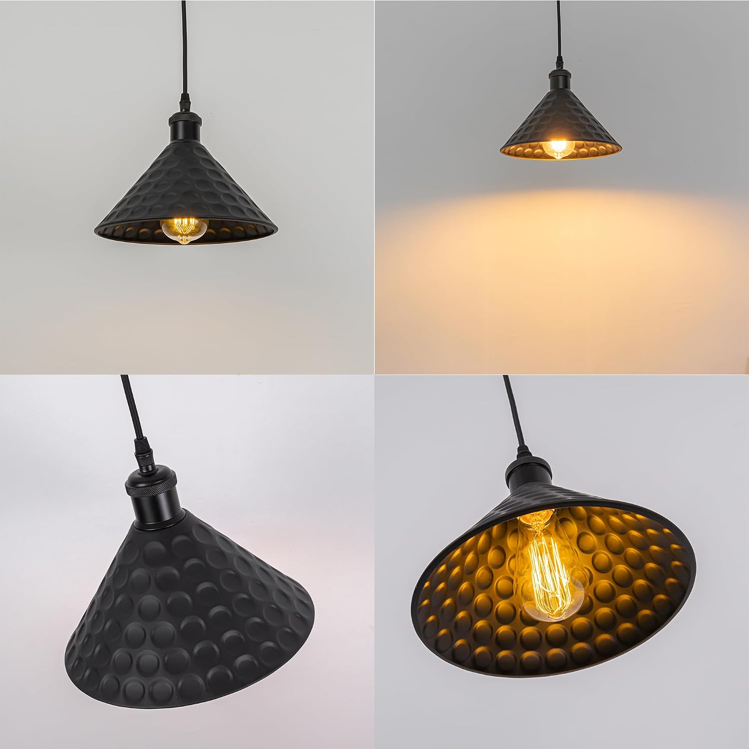 Kiven Instant Light Conversion Kit for 4/5/6inch Hole,Black Farmhouse Lighting Recessed Can Light Conversion Kit to Pendant with E26 Screw-in Adapter for Kitchen Living, Set of 2 TB2776