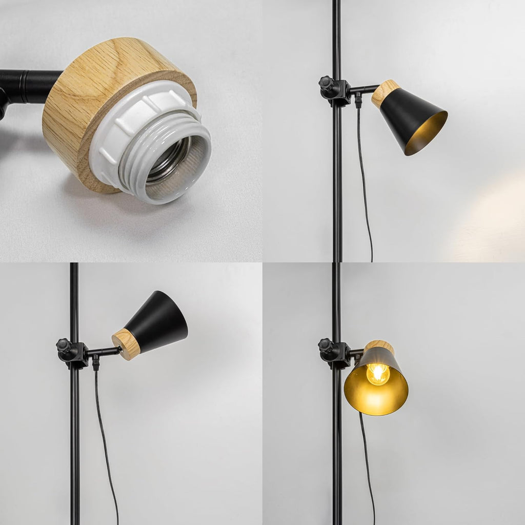 Kiven  Vertical Accessories, Spotlight, Tension Rod Compatible, Adjustable, Lamp Arm, Fixable to Vertical Accessories, Clip Light, E26, Retro, New Lifestyle, Rental Lighting, Reading Light