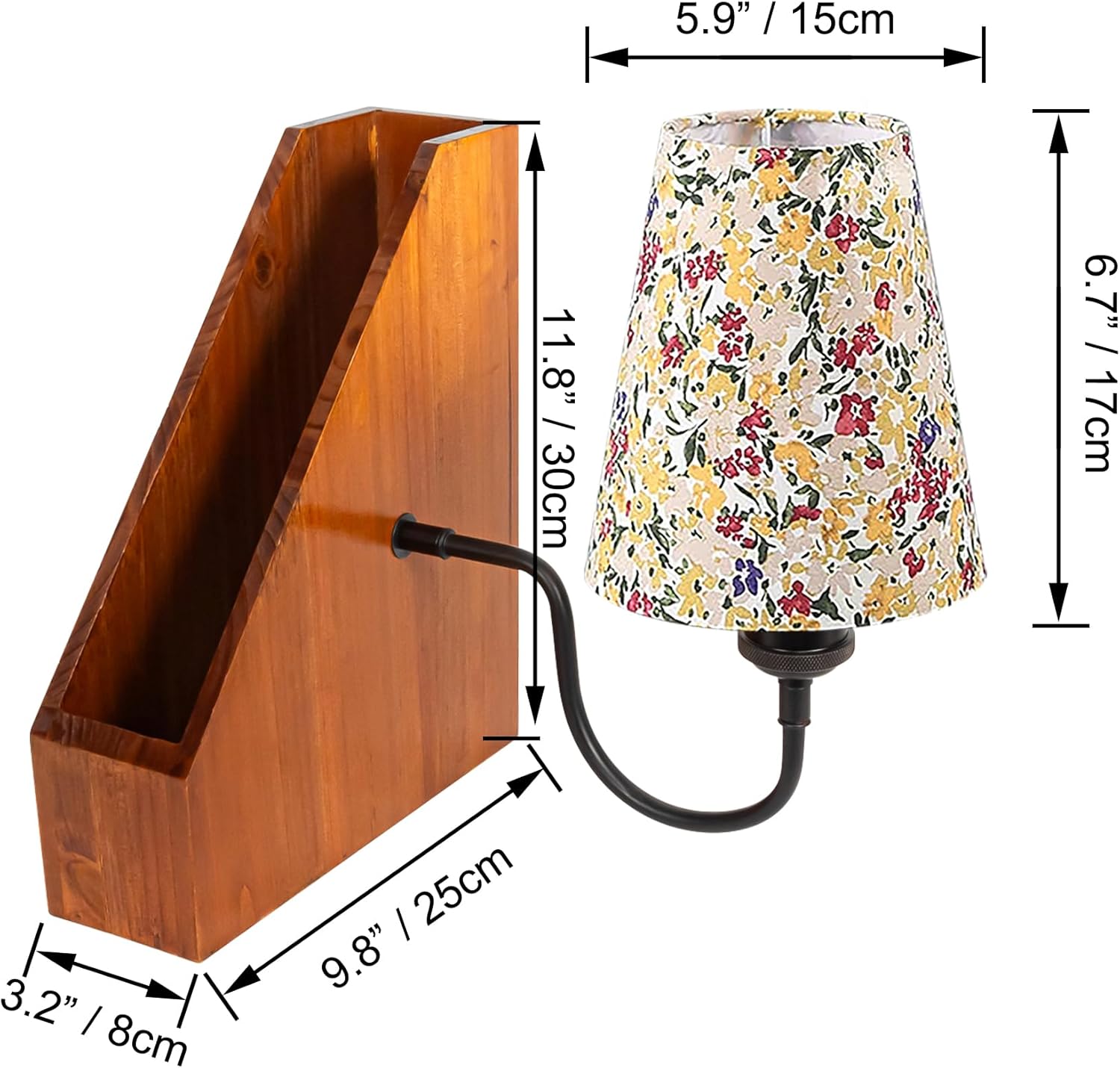 Kiven Cordless Bookshelf Lamp, Rechargeable Bookcase Lighting,Farmhouse Decorative Nightstand Storage Box with LED Light, Cordless Table Lamp for Bedside Bookshelf Cabinet DZ0375-I