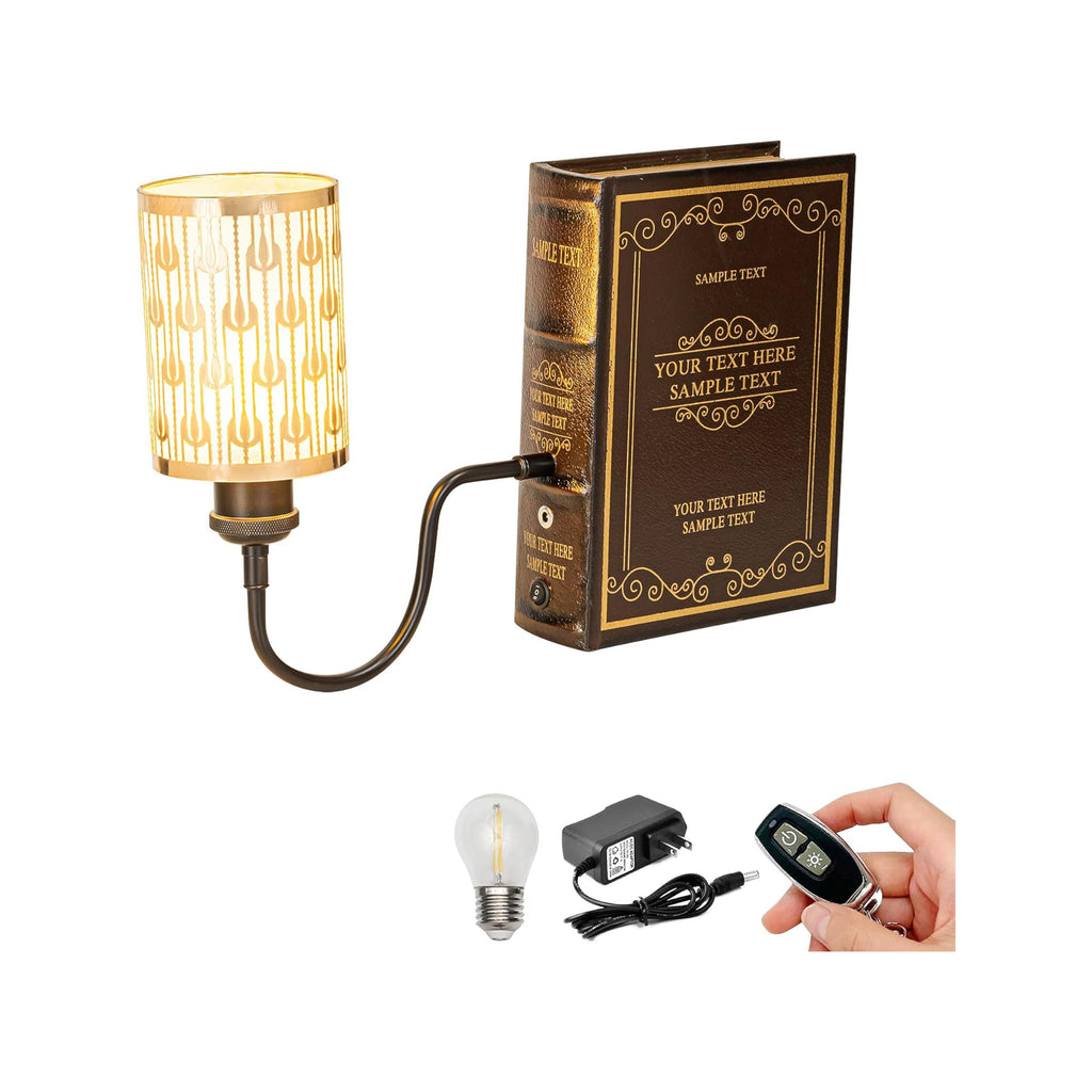 Kiven Cordless Bookshelf Lamp, Rechargeable Bookcase Lighting with Iron Lampshade, Farmhouse Decorative Bookend, Cordless Table Lamp for Bedside Bookshelf Cabinet Home Decor DZ0472