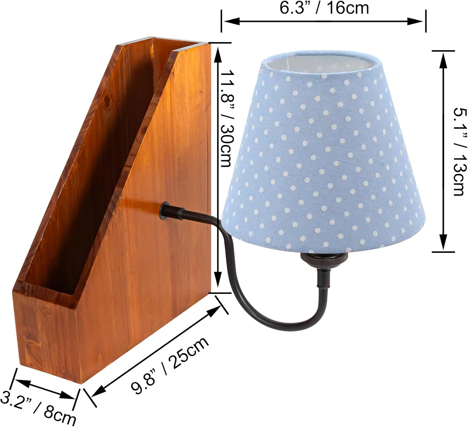 Kiven Cordless Bookshelf Lamp, Rechargeable Bookcase Lighting,Blue Farmhouse Decorative Nightstand Storage Box with LED Light, Cordless Table Lamp for Bedside Bookshelf Cabinet DZ0031