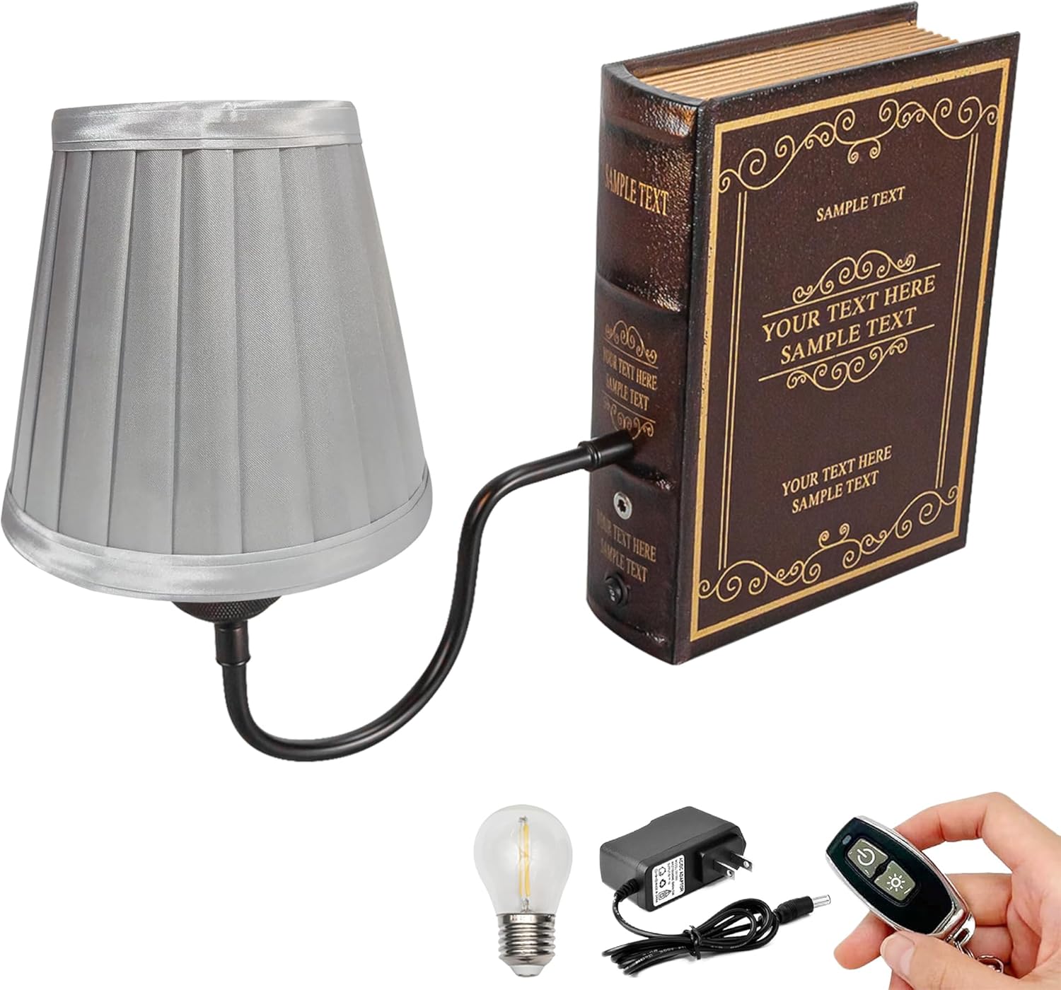 Kiven Cordless Bookshelf Lamp, Set of 2 Rechargeable Bookcase Lighting with Pink Fabric Lampshade, Farmhouse Decorative Bookend, Cordless Table Lamp for Bedside Bookshelf Home Decor