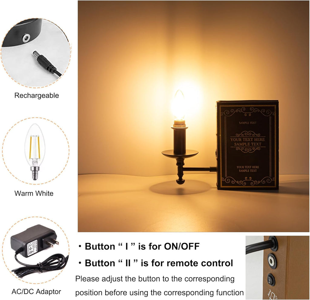 Kiven Cordless Bookshelf Lamp, 1-Light Rechargeable Book Shelf Lamps 2700K Warm White, Farmhouse Decorative Bookend with Fabric Lampshade, Cordless Table Lamps for Bedside Shelf Home Decor Office