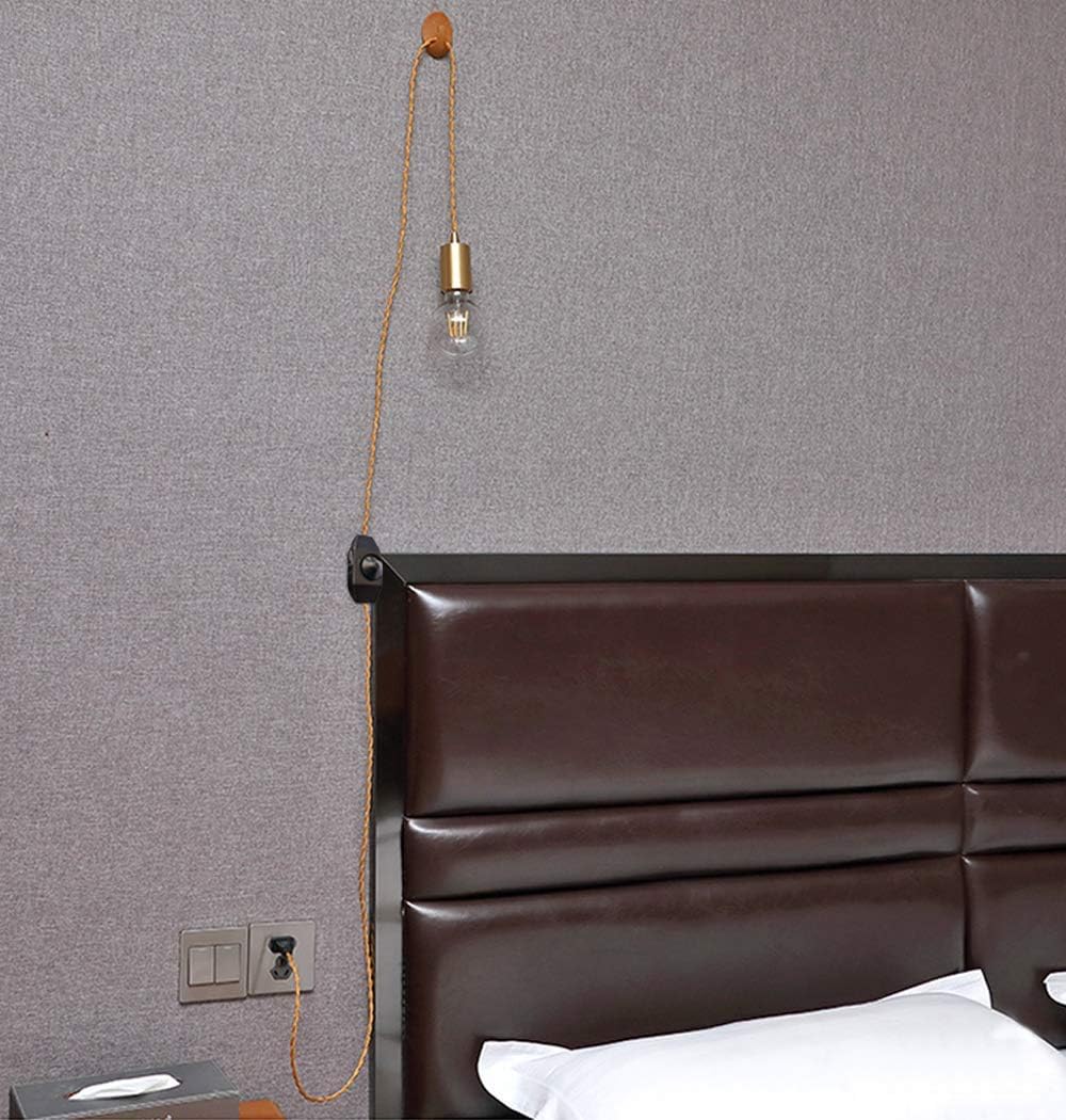 Kiven Gold Cloth Covered Lamp Cord - 6 ft -Vintage Electrical Cord Braided Electrical Wire Equipped w/a Standard USA Plug and ON/Off Switch for DIY Antique Industrial Lighting Project