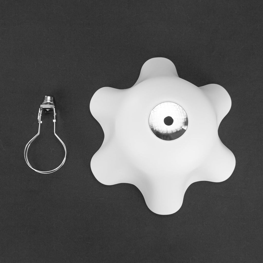 Kiven Clip On Shade for Ceiling Light Bulb,8.6in Lamp Diffuser Shade with Lamp Shade Harp Holder, Acrylic Lamp Shade Diffusers for Ceiling Light Table Lamp, Fits 9-13" Openings, White, 1 Pack