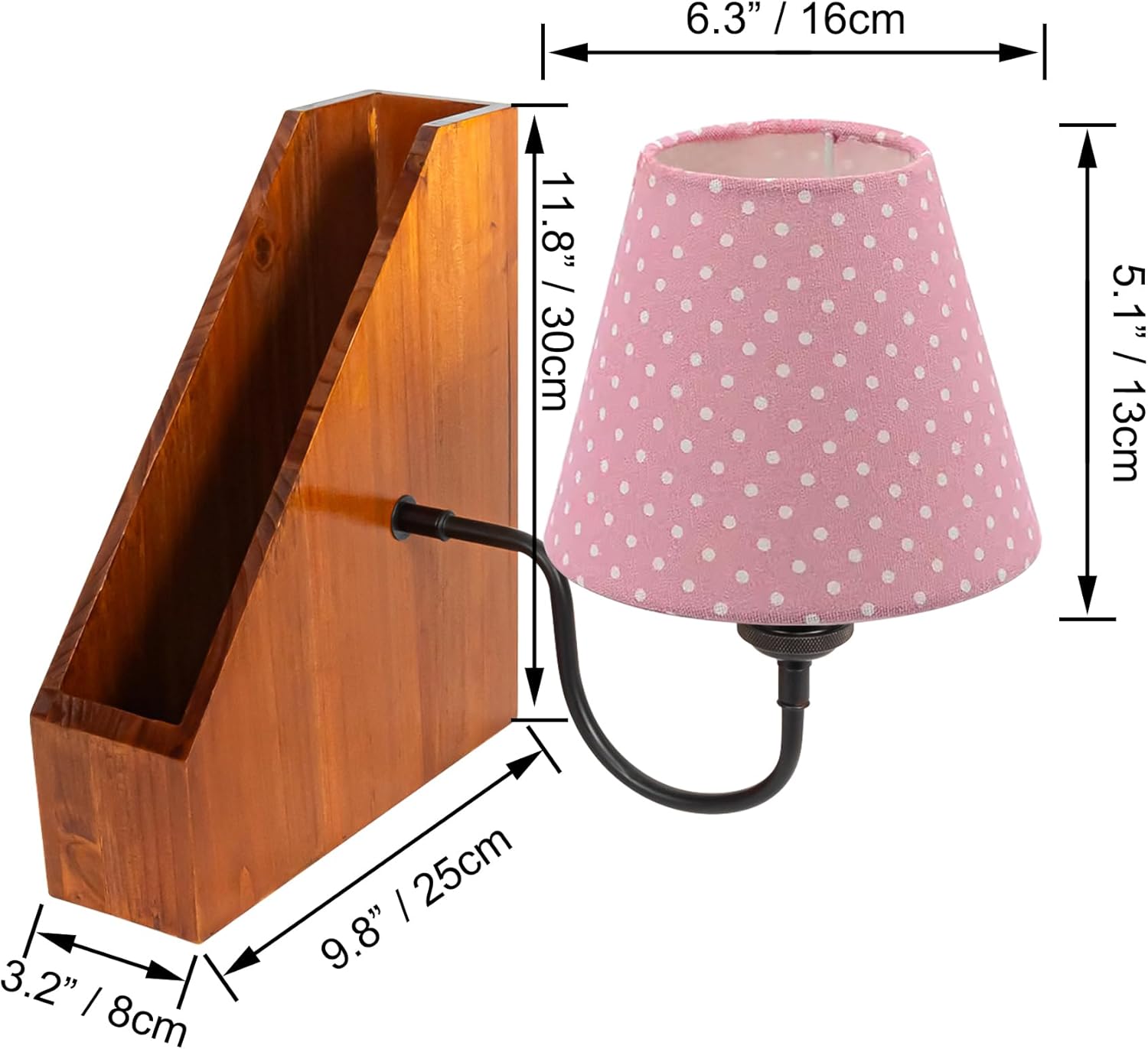 Kiven Cordless Bookshelf Lamp, Rechargeable Bookcase Lighting,Pink Farmhouse Decorative Nightstand Storage Box with LED Light, Cordless Table Lamp for Bedside Cabinet Bookshelf DZ0031