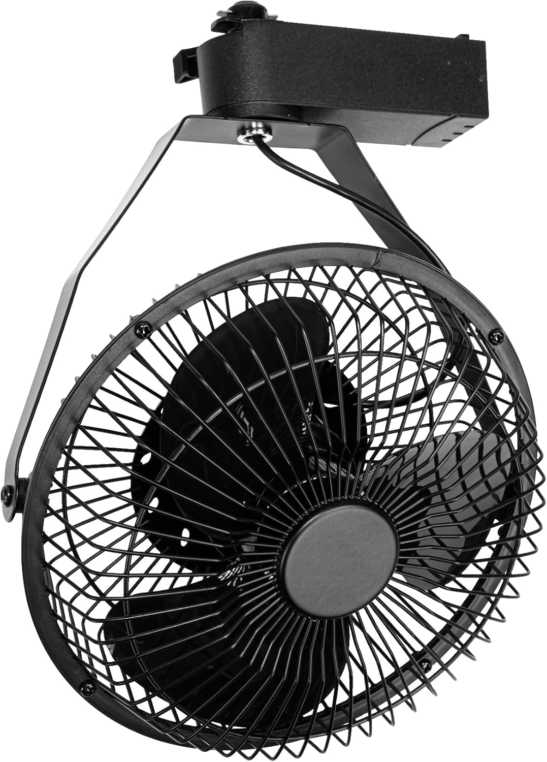 Black Kiven H-Type track ceiling fan with metal cage design, vintage-style for home and office cooling and plant growth