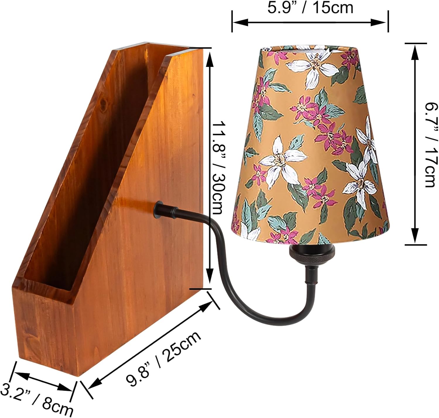 Kiven Cordless Bookshelf Lamp, Rechargeable Bookcase Lighting,Farmhouse Decorative Nightstand Storage Box with LED Light, Cordless Table Lamp for Bedside Bookshelf Cabinet DZ0375-L
