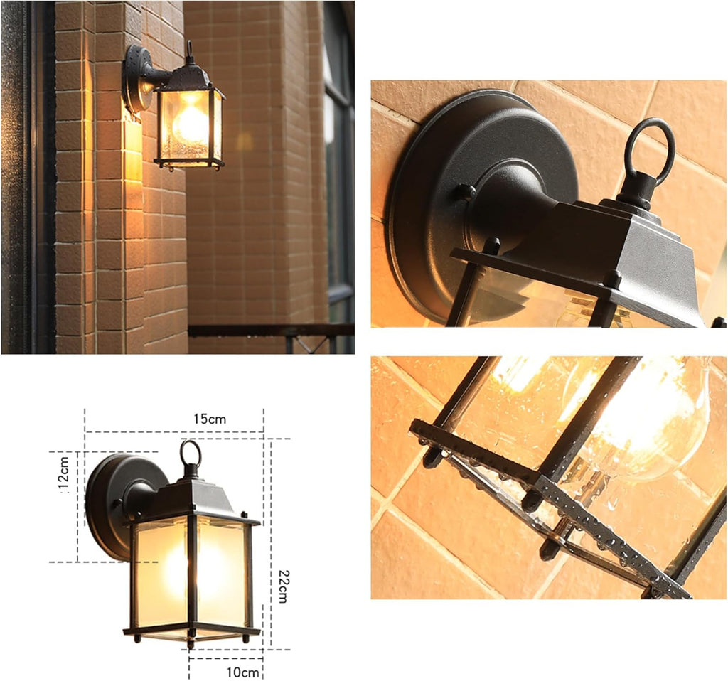 Kiven Clear Glass Black Barn Light AUTO Wall Light Photocell with UL Waterproof Switch Plug-in Cord LED Dusk to Dawn Light Bulb 8W 60W Equivalent,2700K Warm White Dimmable for Porch Backyard