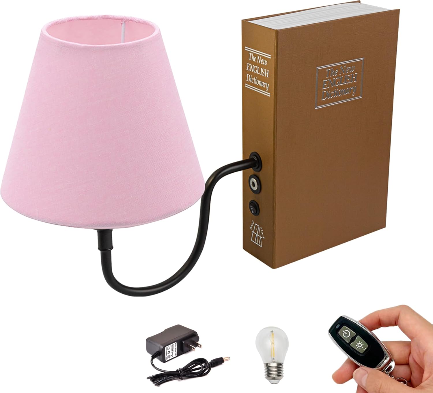 Kiven Cordless Table Lamp, Set of 2 Rechargeable Bookshelf Lamp with Gray Fabric Lampshade, Farmhouse Decorative Bookend, Cordless Lamp for Office Home Decor Bedside Bookshelf
