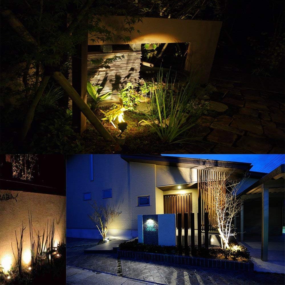 Kiven Garden Light, Waterproof Switch Included, Outlet Type, 6.9 ft (3 m), Bulb Color, 3000K, Outdoor Spotlight, IP65 Waterproof Light, For Outdoor Lighting Such As Sidewalks, Driveways, Lawns