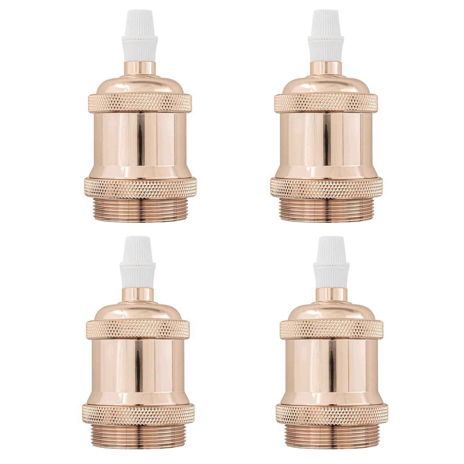 Kiven4Pcs Vintage Industrial E26 Lamp Socket with Rotated Switch Edison Retro Mini Lamp Holder for Decorative DIY Lighting Black Color