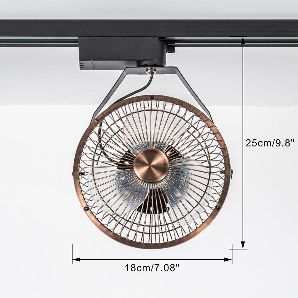 Kiven H-Type Track Ceiling Fan Easy To Install Adjustable Angle Black Metal Fan Vintage Design For Home Office Cooling Plants Shelf