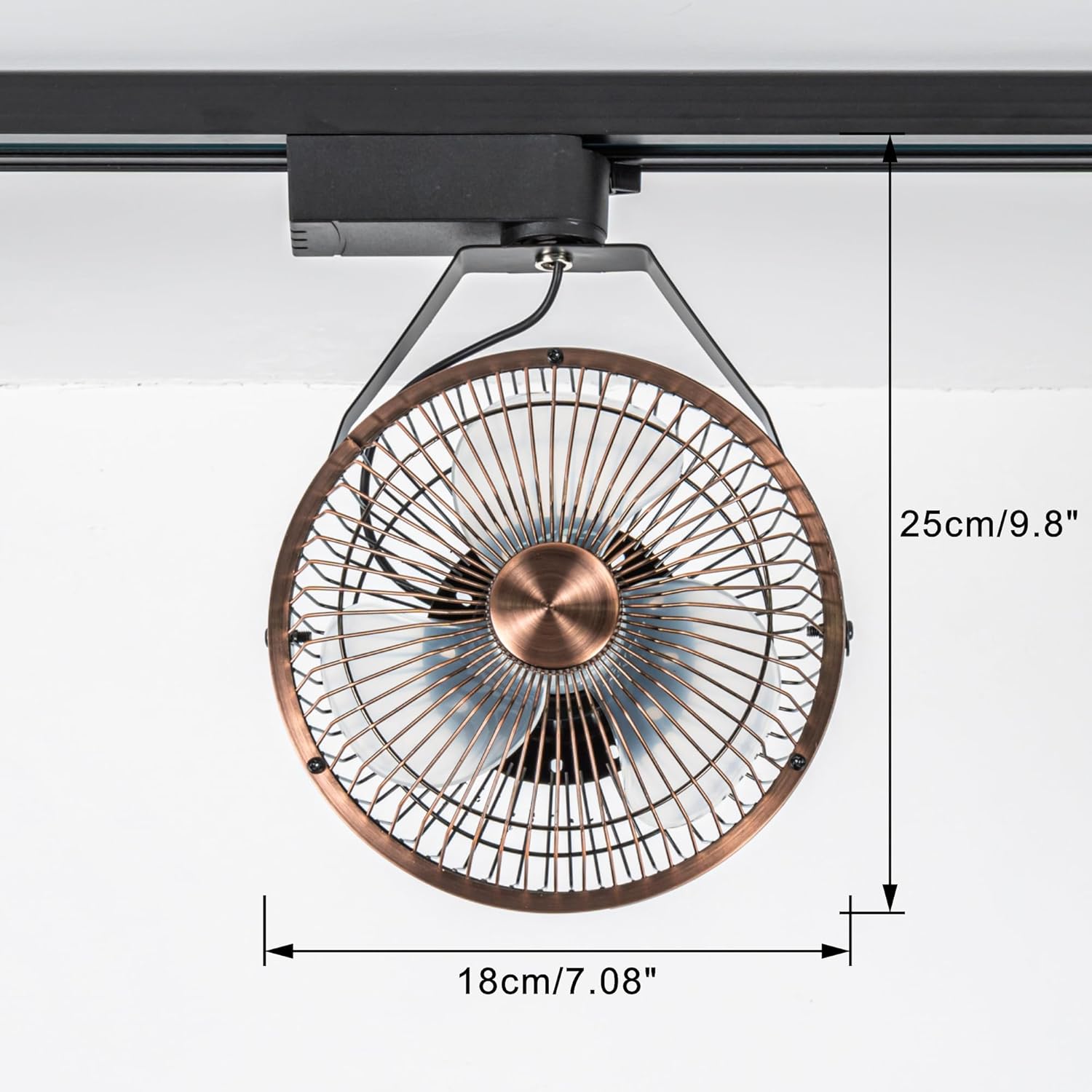 Kiven H-Type Track Ceiling Fan Easy To Install Adjustable Angle Black Metal Fan Vintage Design For Home Office Cooling Plants Shelf