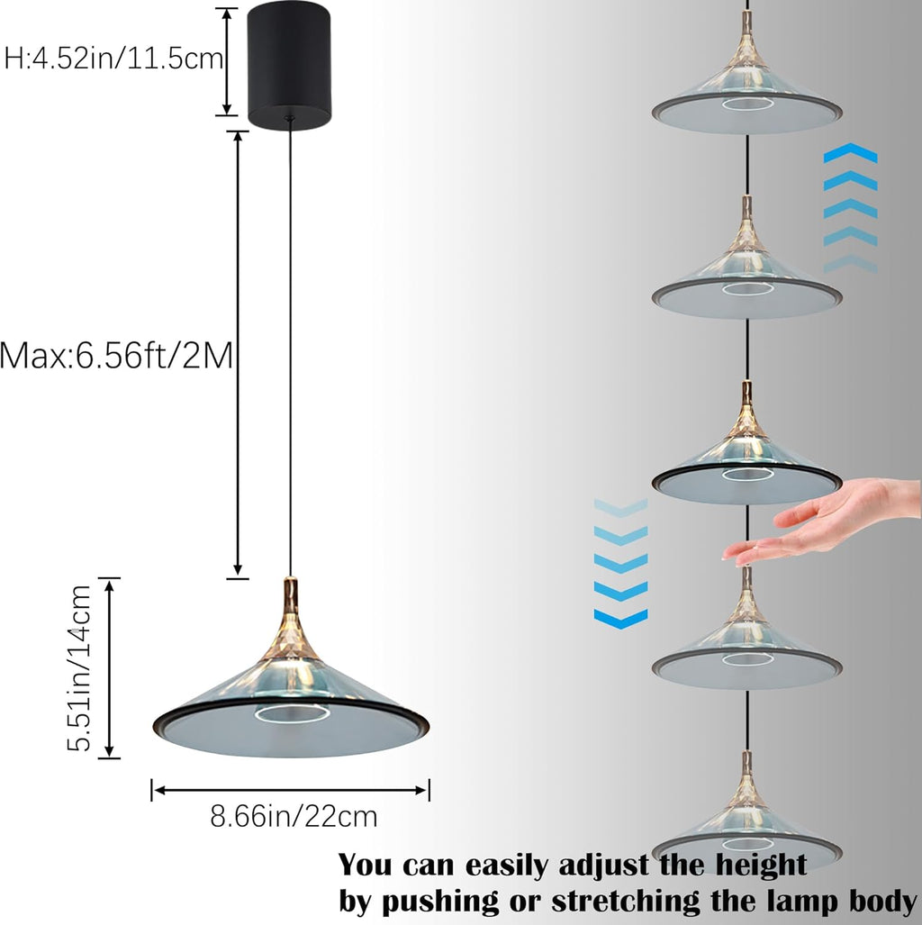 Adjustable Height Track Pendant Lightings H-Type Retractable Lift Light by Remote Control with Stepless Dimming - Indoor Island Light - Acrylic Cover, Sky Blue