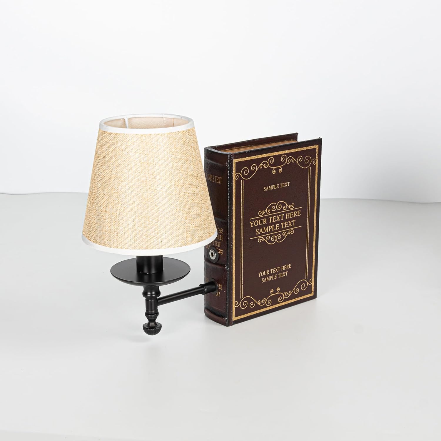 Kiven Cordless Bookshelf Lamp, 1-Light Rechargeable Book Shelf Lamps 2700K Warm White, Farmhouse Decorative Bookend with Fabric Lampshade, Cordless Table Lamps for Bedside Shelf Home Decor Office