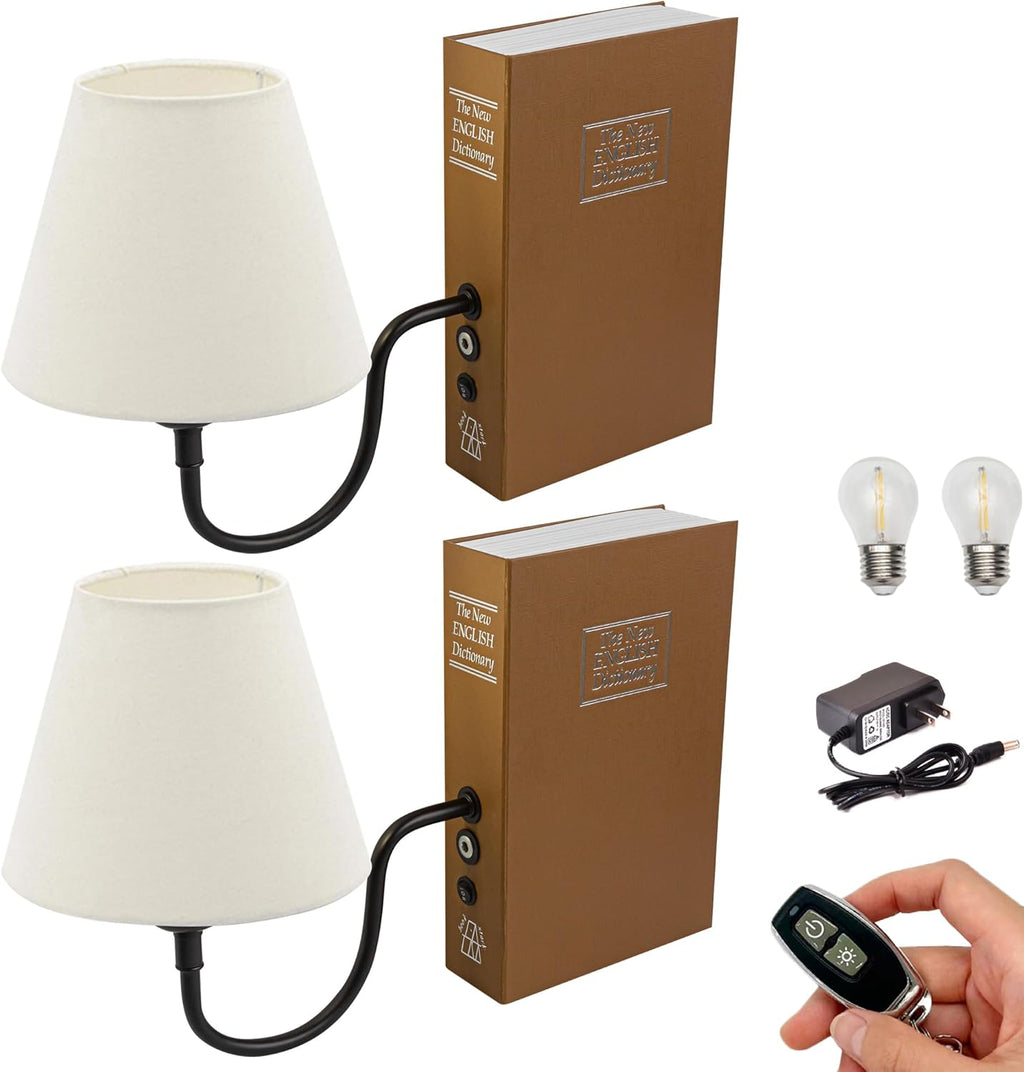 Kiven Cordless Table Lamp, Set of 2 Rechargeable Bookshelf Lamp with Gray Fabric Lampshade, Farmhouse Decorative Bookend, Cordless Lamp for Office Home Decor Bedside Bookshelf