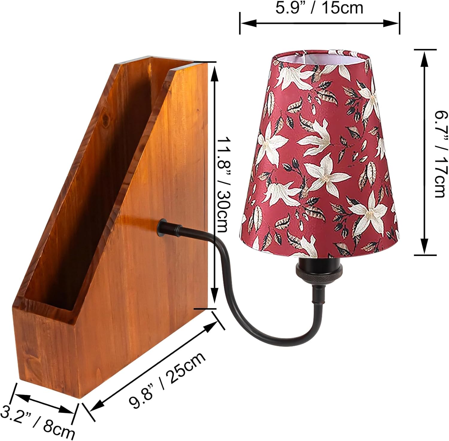 Kiven Cordless Bookshelf Lamp, Rechargeable Bookcase Lighting,Farmhouse Decorative Nightstand Storage Box with LED Light, Cordless Table Lamp for Bedside Bookshelf Cabinet DZ0375-B