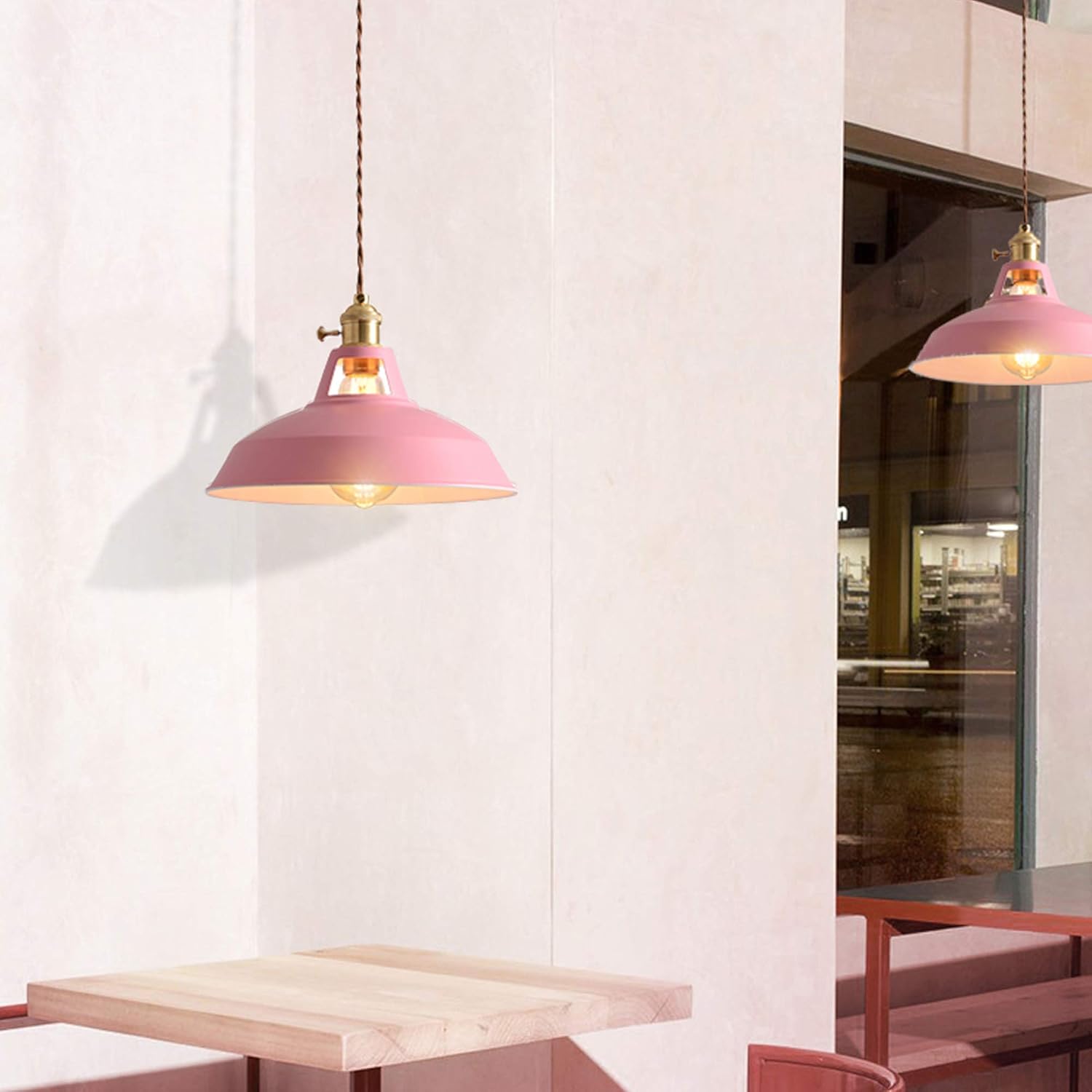 Kiven Iron Pendant Light with 15ft Plug-in UL On/Off Dimmer Switch Cord Ice Ocean Lampshade Light Twist Switch Fixtures Nordic Minimalist Loft Style for Dining Room Bulbs Not Included