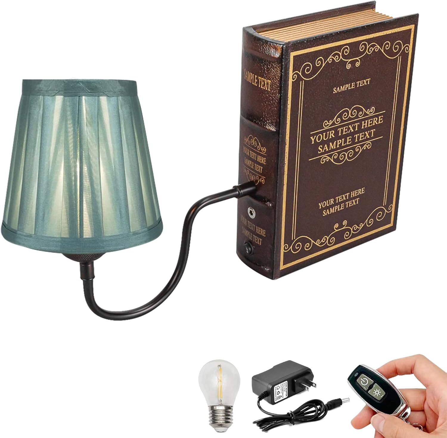 Kiven Cordless Bookshelf Lamp, Set of 2 Rechargeable Bookcase Lighting with Pink Fabric Lampshade, Farmhouse Decorative Bookend, Cordless Table Lamp for Bedside Bookshelf Home Decor