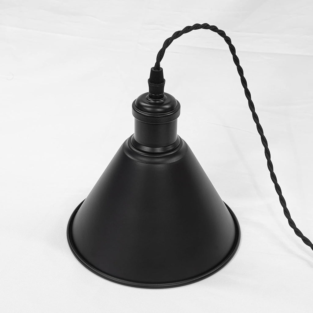 Pack of 3 Adjusted Wire Length H-Type Track Pendant Light 3.9 Ft Twisted Cord E26 Base Industrial Design Black Metal Pendant Light Fixture for Loft Aisle Bar(No Bulb & Track Lighting Rails)