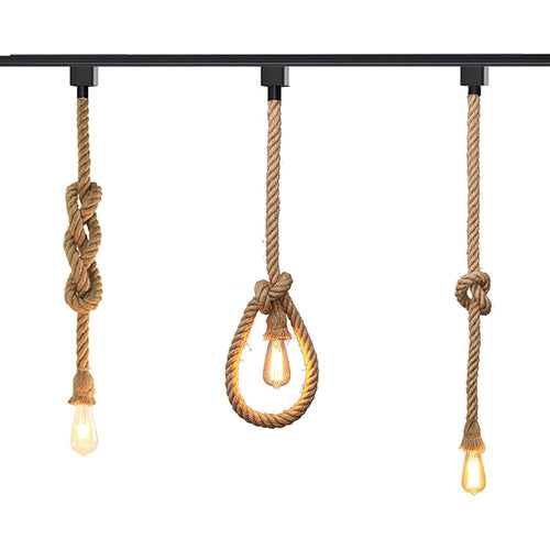 Track Pendant Light Set Hemp Rope Cord DIY Industrial Style