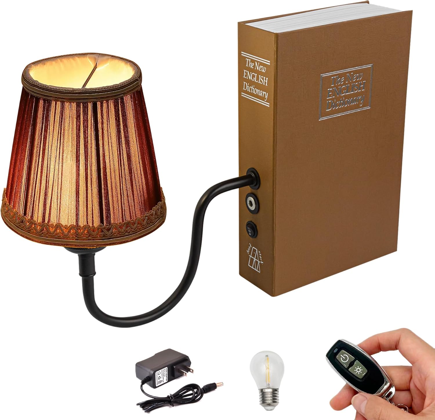 Kiven Cordless Table Lamp, Set of 2 Rechargeable Bookshelf Lamp with Off-White Fabric Lampshade, Farmhouse Decorative Bookend, Cordless Lamp for Office Home Decor Bedside Bookshelf