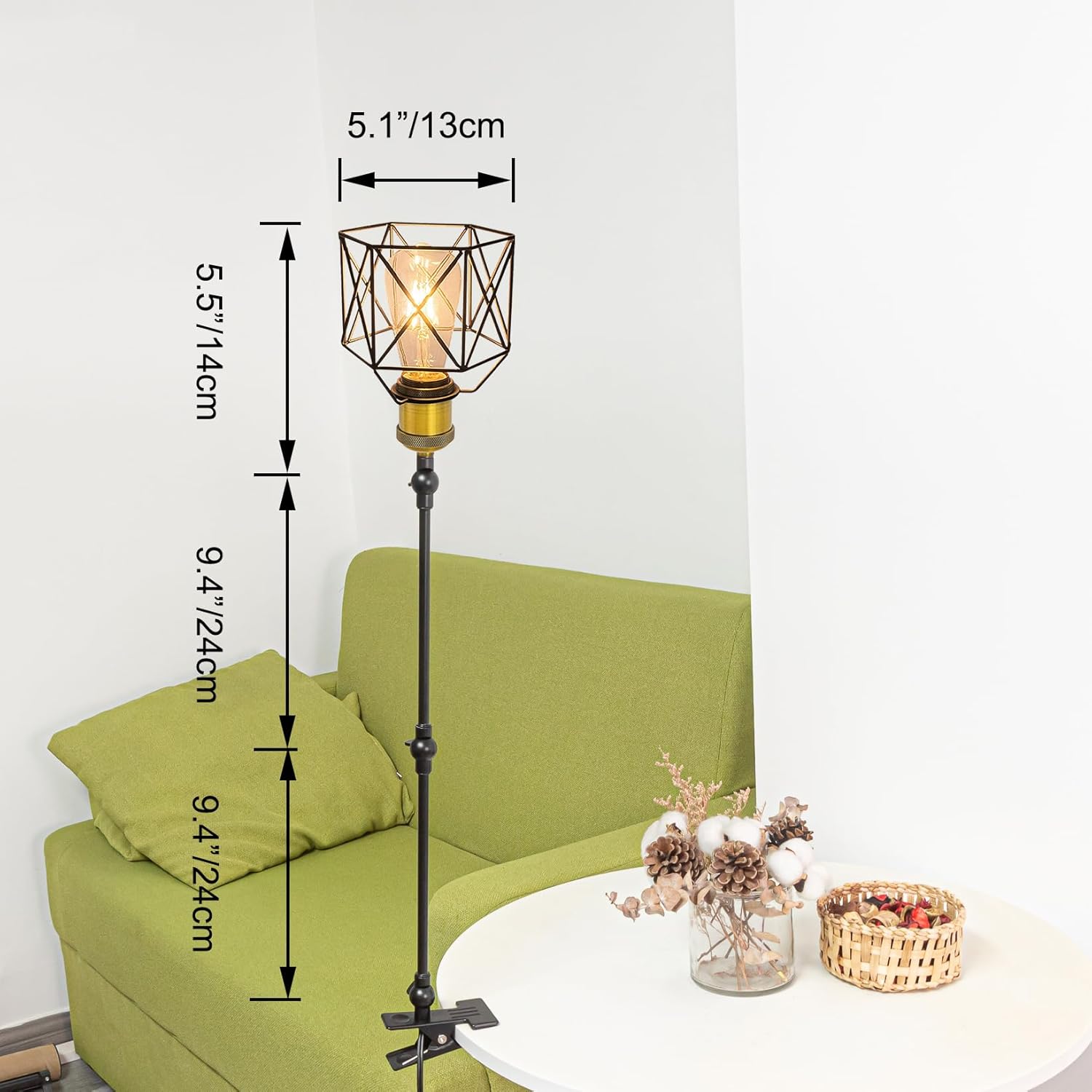 Kiven Plug-in Modern Clip-on Desk Lamp, 1-Light Nightstand Lamp with Flexible Arm, 8.2FT Plug in Cord, Decorative Clamp Lamp for Office Home Bookshelf Bedside Farmhouse Decor,Gold Finish