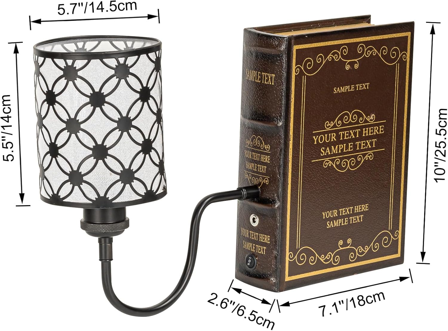Kiven Plug-in Table Lamps, 1-Light Industrial Bookshelf Lamp with Remote Control, Farmhouse Decorative Bookend, Plug in Book Lamp for Office Home Decor Bedside Bookcase DZ0473