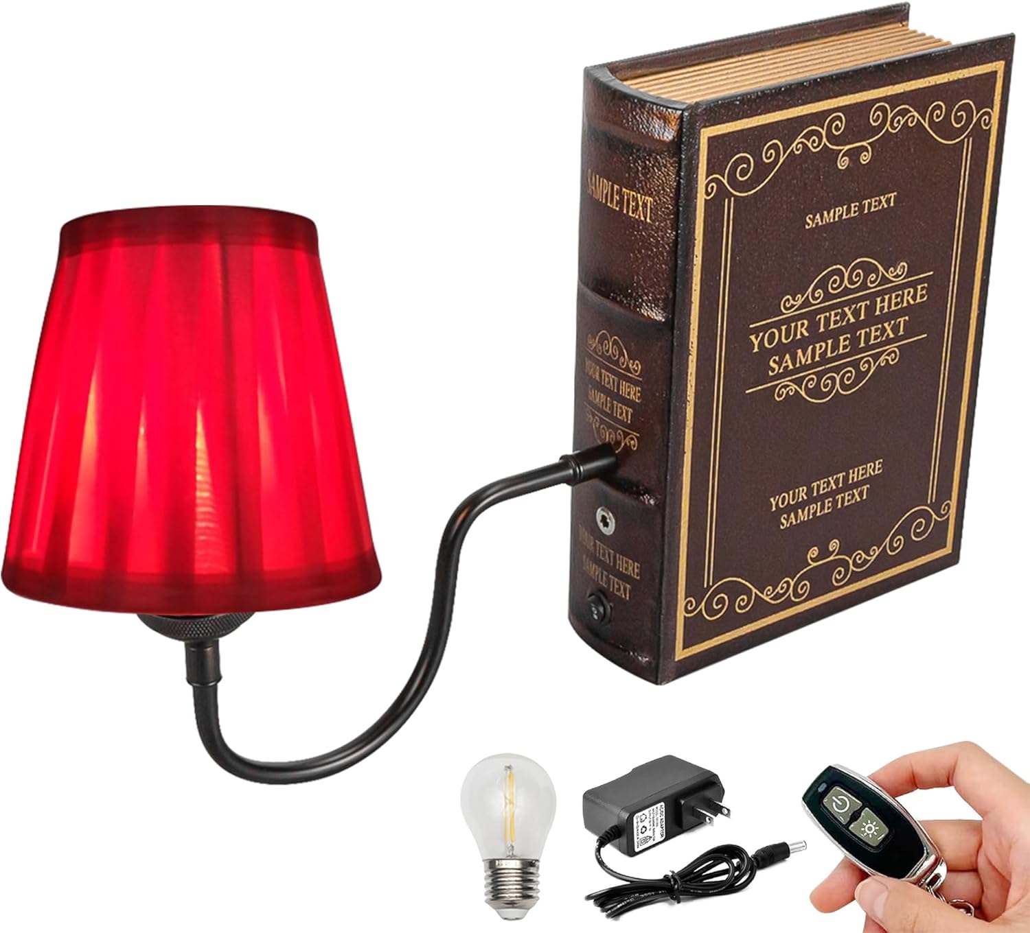 Kiven Cordless Bookshelf Lamp, Set of 2 Rechargeable Bookcase Lighting with Pink Fabric Lampshade, Farmhouse Decorative Bookend, Cordless Table Lamp for Bedside Bookshelf Home Decor