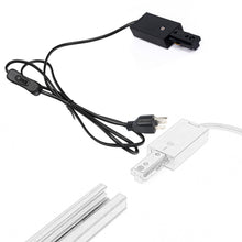Load image into Gallery viewer, 2 - pack of black Halo Track System live end power w/ smart timer (5.9ft UL), 2 19.4&quot; black H - tracks w/ hardware, 120V, for customizable ceiling/wall track lighting