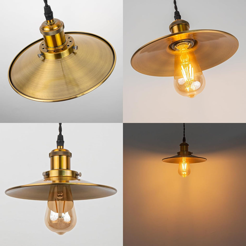 Kiven 1-Light Plug in Pendant Light,Industrial Hanging Light with 15FT Cord, Dimmable Ceiling Pendant Light for Bedroom Hallway, Gold Finish