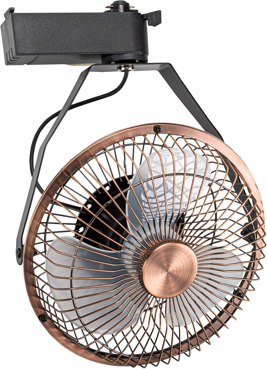 Kiven H-Type Track Ceiling Fan Easy To Install Adjustable Angle Black Metal Fan Vintage Design For Home Office Cooling Plants Shelf