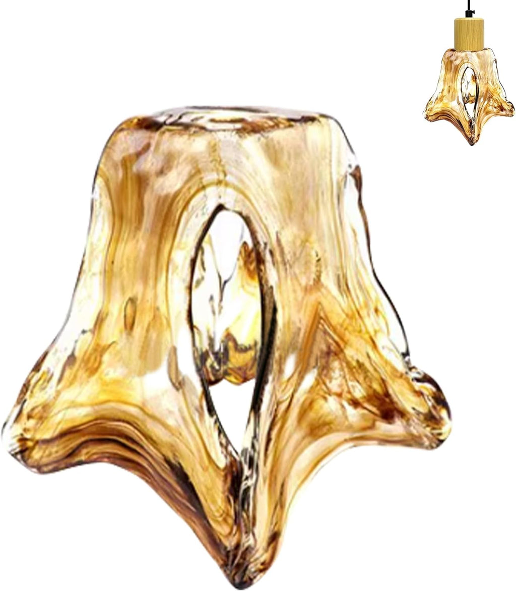 1-Pack 5.7" Amber Glass Irregular Caramel Lamp Shade Replacement, Brown Square Glass Cover, DIY Torchiere Shade Decorative for Pendant Light Table Lamp Swag Ceiling Lamp Wall Sconce