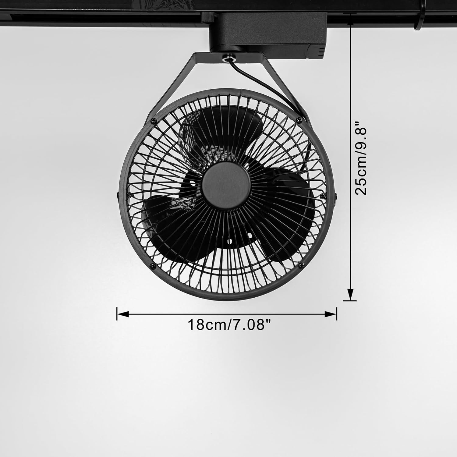 Kiven H-Type Track Ceiling Fan Easy To Install Adjustable Angle Black Metal Fan Vintage Design For Home Office Cooling Plants Shelf