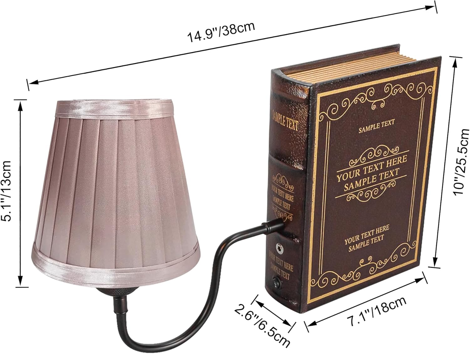 Kiven Cordless Bookshelf Lamp, Set of 2 Rechargeable Bookcase Lighting with Pink Fabric Lampshade, Farmhouse Decorative Bookend, Cordless Table Lamp for Bedside Bookshelf Home Decor