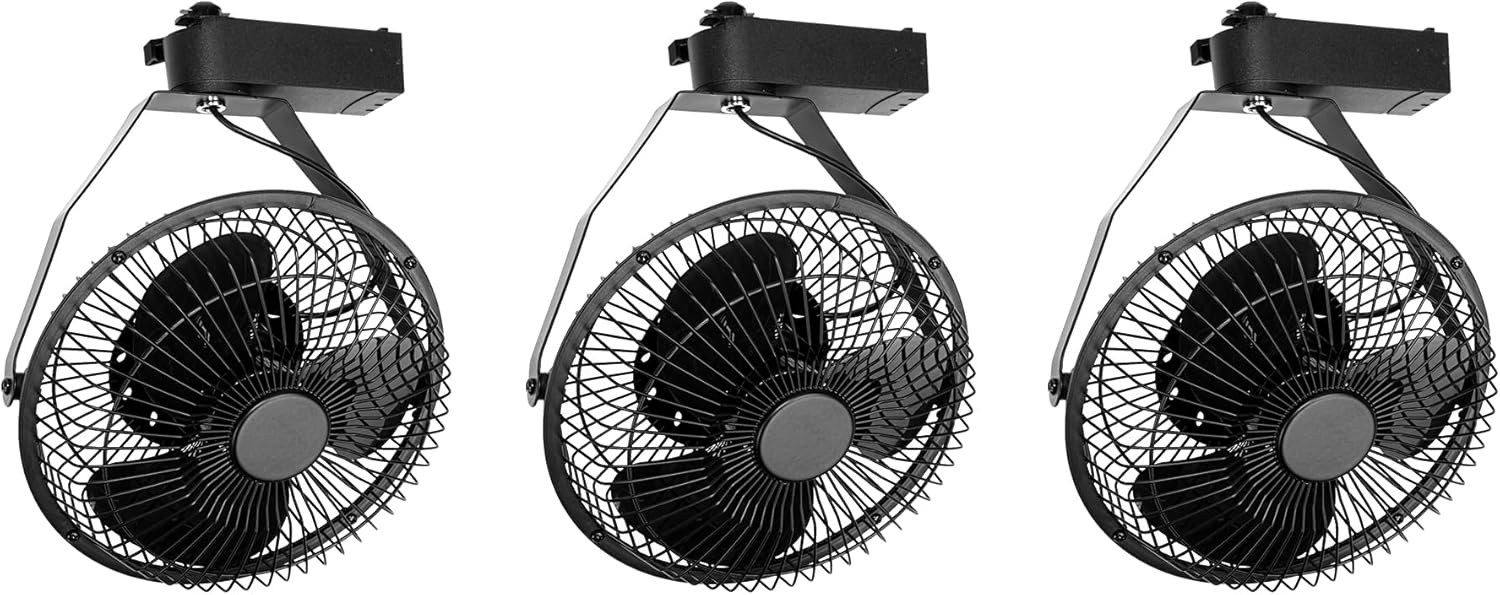 Kiven H-Type track ceiling fan in black, metal cage design, for home and office cooling, vintage industrial style