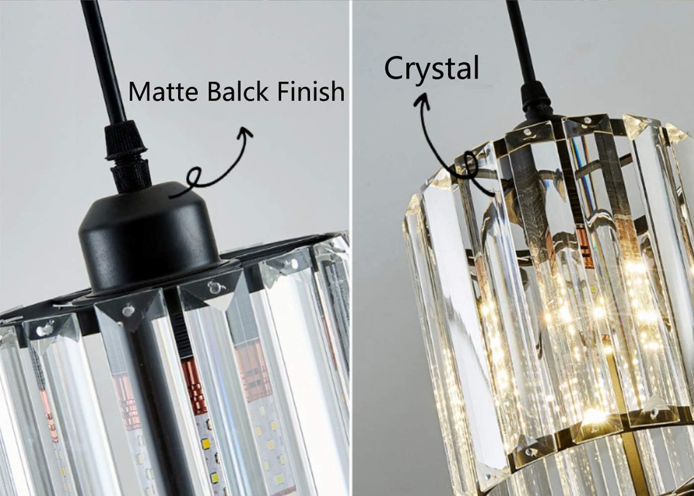 Kiven 3-Lights H Track Lighting Pendant, Oil Rubbed Bronze Finish with Crystal Prism Glass for Kitchen Island Counter Bar Dining Room Bedroom(Bulb & Track Rail Not Included)