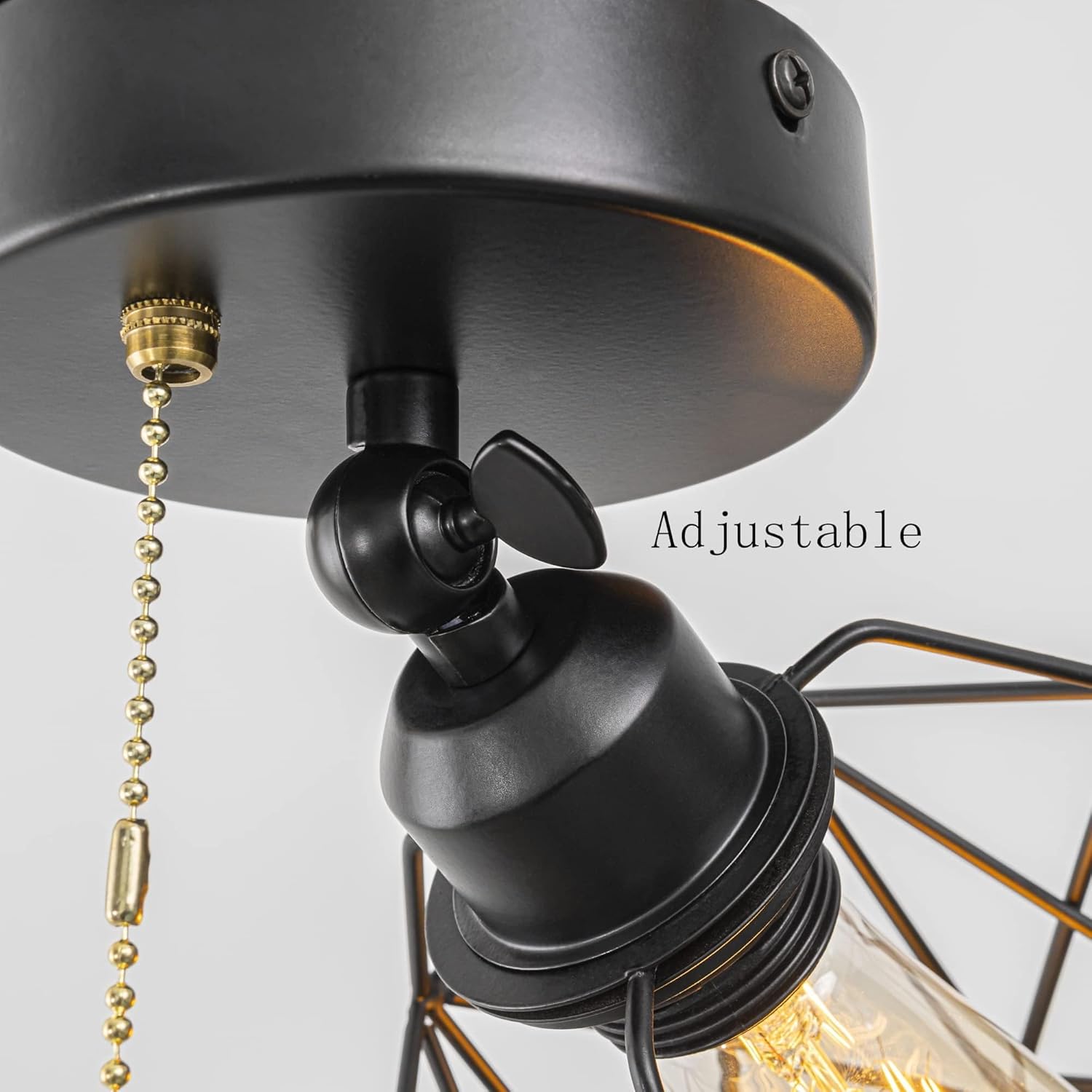 Kiven Adjustable Wall Light, Zipper Switch 12V RV Twine Natural Boho Hollow-Carved Designed Rattan Shade, E12 Socket Semi Flush Mount Interior Lighting Decorative for RV Camper Hallway 2 Pcs