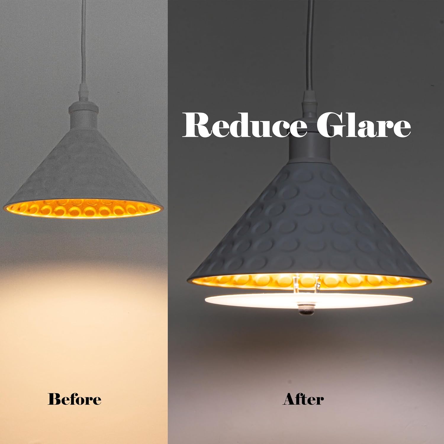 White acrylic pendant light with gold interior, showcasing reduced glare, perfect for pendant lights and ceiling lights.