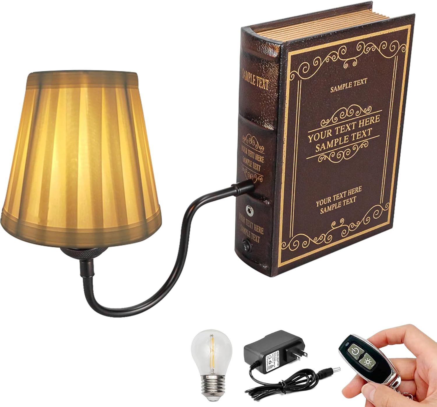 Kiven Cordless Bookshelf Lamp, Set of 2 Rechargeable Bookcase Lighting with Pink Fabric Lampshade, Farmhouse Decorative Bookend, Cordless Table Lamp for Bedside Bookshelf Home Decor