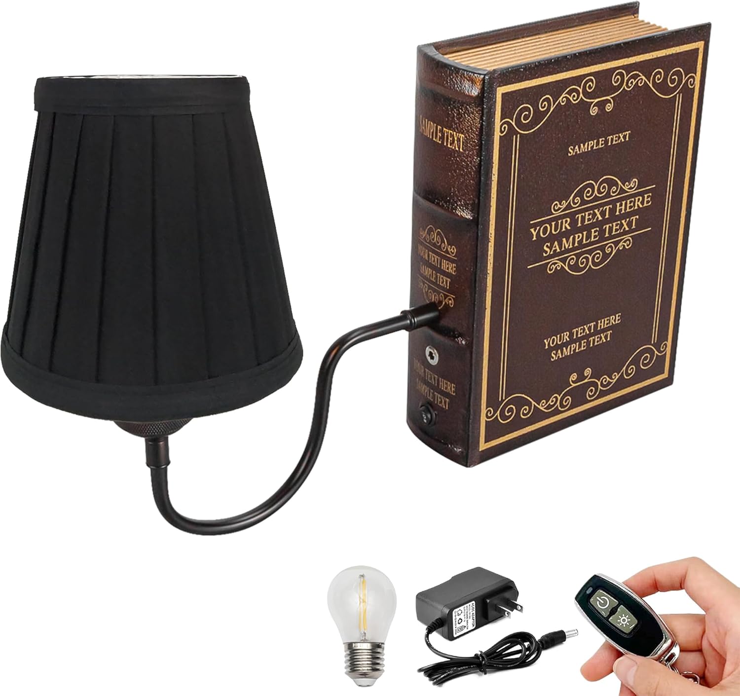 Kiven Cordless Bookshelf Lamp, Set of 2 Rechargeable Bookcase Lighting with Pink Fabric Lampshade, Farmhouse Decorative Bookend, Cordless Table Lamp for Bedside Bookshelf Home Decor