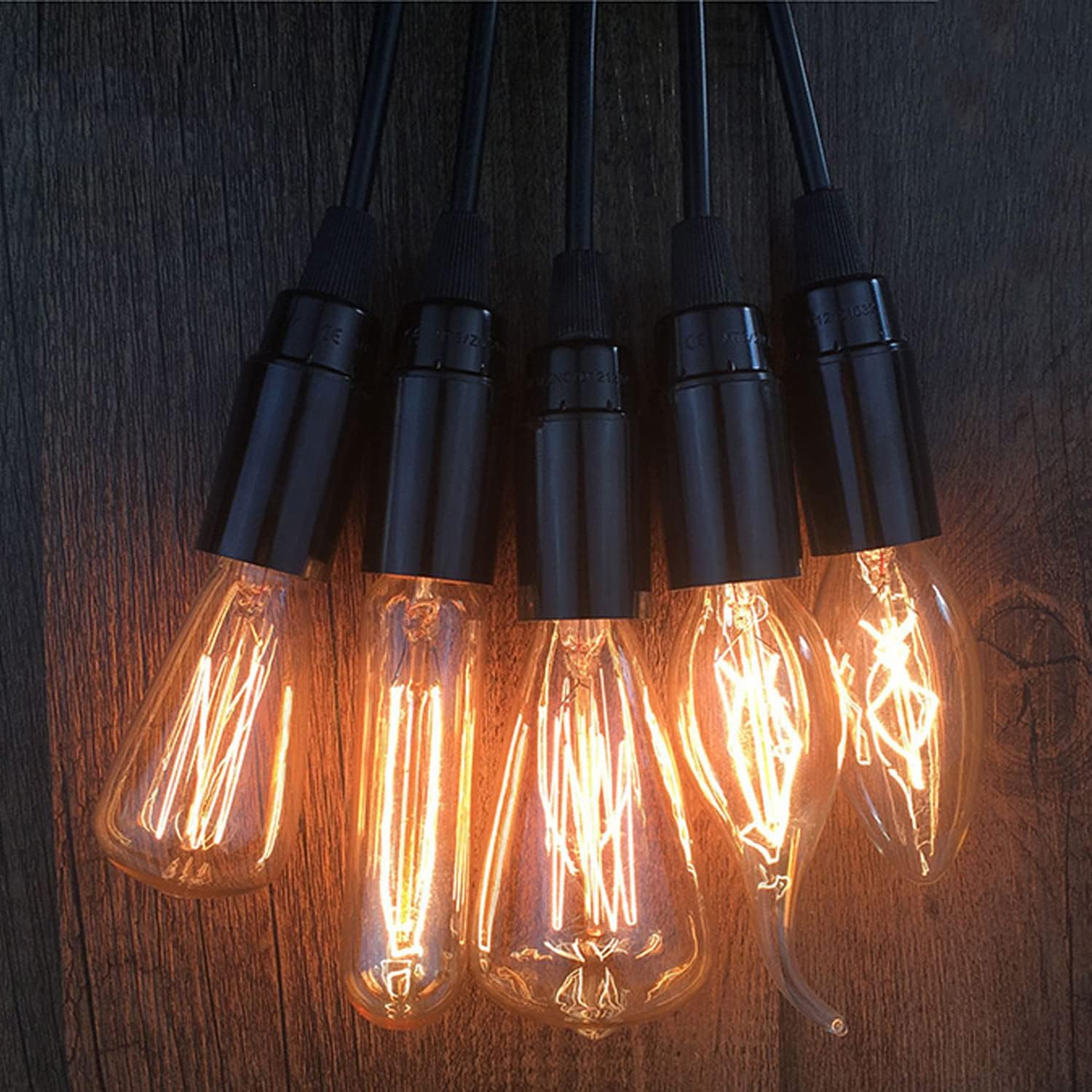 Kiven Flush Mount Pendant Light Fixture Kit with Adjustable 4ft Cord Mini E12 Black Base Edison Industrial Vintage Style Lampholder Hanging Light Kit for Kitchen Bedroom Home Corridor Studio Office,2-Pack