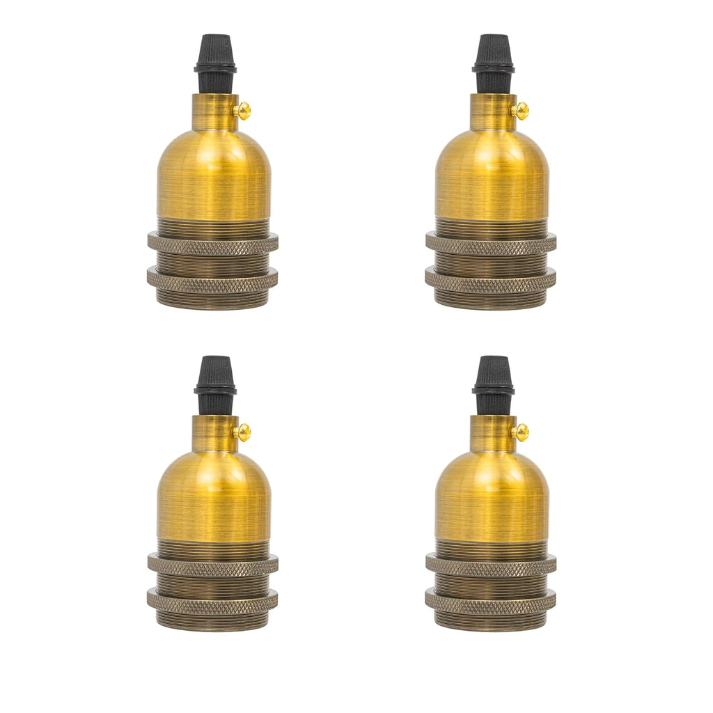 Kiven4Pcs Vintage Industrial E26 Lamp Socket with Rotated Switch Edison Retro Mini Lamp Holder for Decorative DIY Lighting Black Color